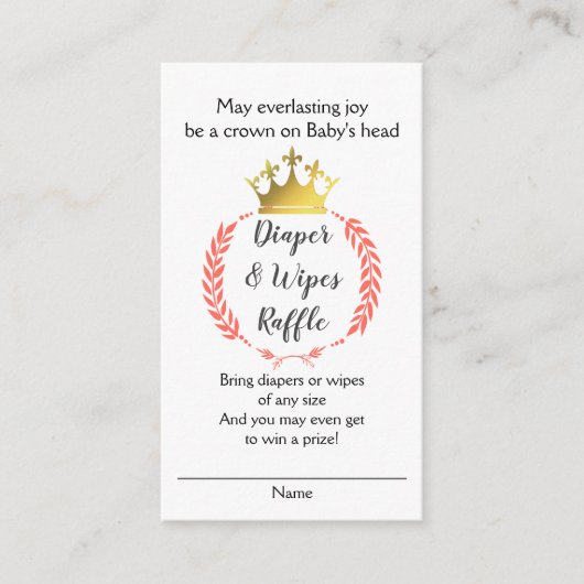 Koraal Christelijk DIAPER WIPES RAFFLE-behuizing Informatiekaartje (Voorkant)