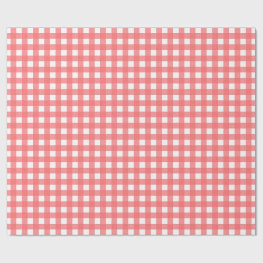 koraal Classy Gingham Pattern Cadeaupapier (Vlak)