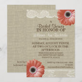 Koraal Daisy en Kant Vrijgezellenfeest Kaart (Voorkant / Achterkant)