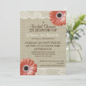 Koraal Daisy en Kant Vrijgezellenfeest Kaart (Staand voorkant)