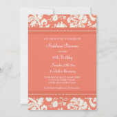 Koraal Damask 90th Birthday Party Invitations Kaart (Achterkant)