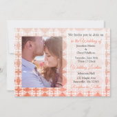 Koraal Damask Foto Bruiloft uitnodigingen (Voorkant)