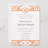  koraal Damask Gray Font Wedding Invitation Kaart (Voorkant)