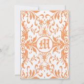  koraal Damask Gray Font Wedding Invitation Kaart (Achterkant)