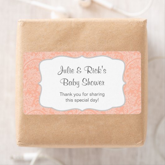 Koraal Damask Water Bottle gunst - pas het aan! Etiket (Insitu)