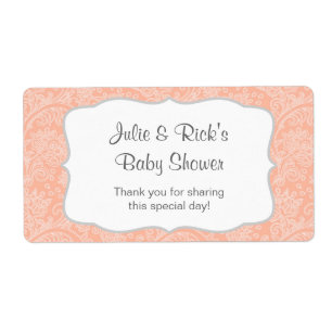 Koraal Damask Water Bottle gunst - pas het aan! Etiket