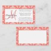Koraal Damask Wedding Wishing Well Kaart (Voorkant / Achterkant)