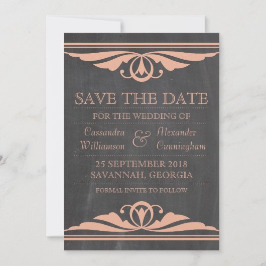 Koraal Deco Chalkboard opslaan Datum invullen Save The Date (Voorkant)