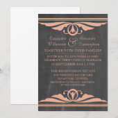 Koraal Deco Chalkboard Wedding Invite Kaart (Voorkant / Achterkant)