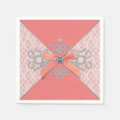 Koraal Diamond Lace Party Servetten (Voorkant)