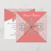 Koraal Diamonds Koraal Sweet 16 Verjaardagsfeest Kaart (Voorkant / Achterkant)