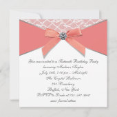 Koraal Diamonds Koraal Sweet 16 Verjaardagsfeest Kaart (Achterkant)