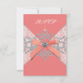 Koraal Diamonds Koraal Sweet 16 Verjaardagsfeest R RSVP Kaartje (Voorkant)