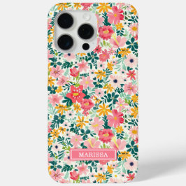 Koraal Ditsy Bloemen Monogram iPhone 15 Pro Max Hoesje