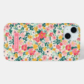 Koraal Ditsy Bloemen Monogram Case-Mate iPhone Case (Achterkant (horizontaal))