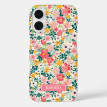 Koraal Ditsy Bloemen Monogram