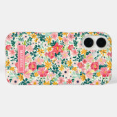 Koraal Ditsy Bloemen Monogram Case-Mate iPhone Case (Achterkant (horizontaal))