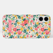 Koraal Ditsy Bloemen Monogram Case-Mate iPhone Case (Achterkant (horizontaal))