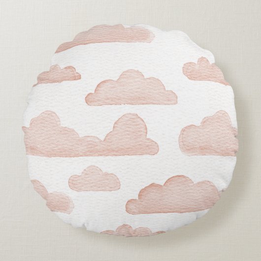 Koraal Droomtijd Waterverf Wolken Ronde Kussen (Voorkant)