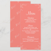 Koraal Eenvoudig Elegant Bloemen Trouwmenu Menu (Voorkant / Achterkant)