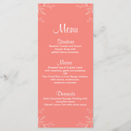 Koraal Eenvoudig Elegant Bloemen Trouwmenu Menu