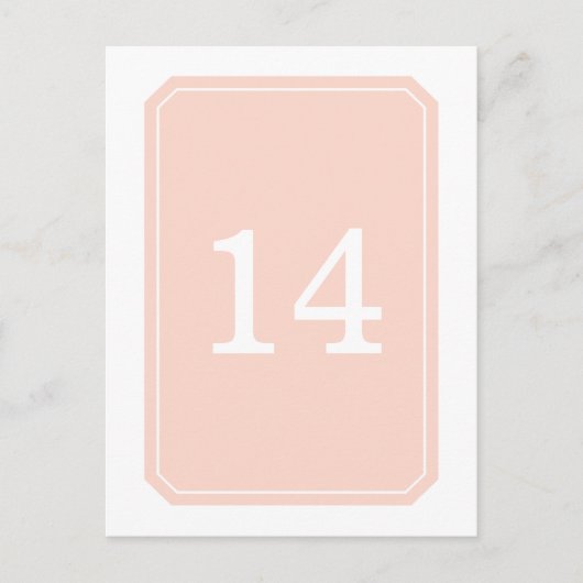 Koraal Eenvoudig elegant tabelnummer Briefkaart (Voorkant)