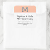 KORAAL Eenvoudig Monogram Adreslabel V28 Vierkante Sticker (Tas)