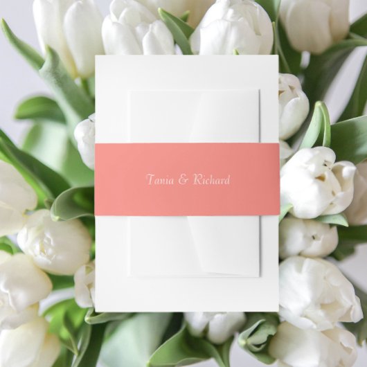 Koraal Eenvoudige Gestileerde Naam Trouwen Uitnodigingen Wikkel