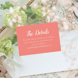 Koraal Eenvoudige Stijl Trouwdetails Informatiekaartje