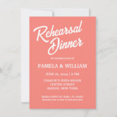 Koraal Eenvoudige Stijl Trouwrepetitie Diner Kaart (Voorkant)