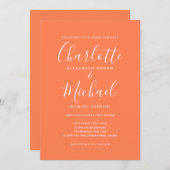 Koraal Elegant Handtekening Script Bruiloft Kaart (Voorkant / Achterkant)