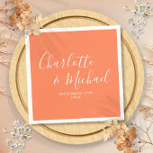 Koraal Elegant Handtekening Script Bruiloft Servet