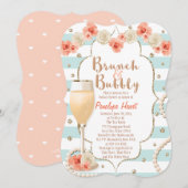 Koraal en Aqua Brunch en Bubble Vrijgezellenfeest Kaart (Voorkant / Achterkant)