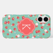 Koraal en Aqua Chic  Afdrukmonogram Case-Mate iPhone Case (Achterkant (horizontaal))