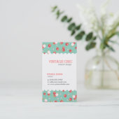 Koraal en Aqua Chic Bloemenprint Visitekaartje (Staand voorkant)