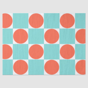 Koraal en Aqua Cirkel Schachbrettigueur Tissuepapier