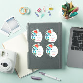 Koraal en Aqua Floral Weddenschap Bedankt Contour Sticker (iPad Cover)