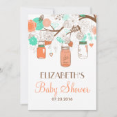 Koraal en Aqua Mason Jars Baby shower Uitnodiging (Voorkant)