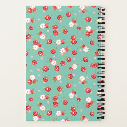 Koraal en Aqua sierlijke bloemenprint Notitieboek (Achterkant)