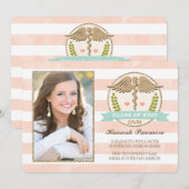 Koraal en Aqua Vet School Graduation Aankondiginge Kaart (Voorkant / Achterkant)