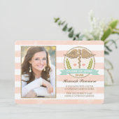 Koraal en Aqua Vet School Graduation Aankondiginge Kaart (Staand voorkant)