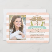 Koraal en Aqua Vet School Graduation Aankondiginge Kaart (Voorkant)