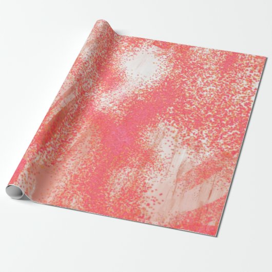 Koraal en beige splatter cadeaupapier (Uitgerold)