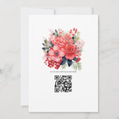 Koraal en Berry Floral lente bruiloft Kaart (Achterkant)