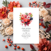 Koraal en Berry Floral lente bruiloft Kaart