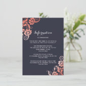 Koraal en Blauw Bloemen Detail Kaarten (Staand voorkant)