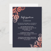 Koraal en Blauw Bloemen Detail Kaarten (Voorkant / Achterkant)