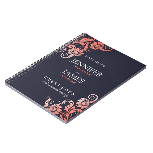  koraal en blauw bruiloft gastenboek notitieboek (Linkerzijde)