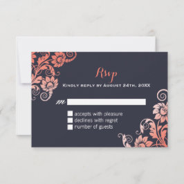 Koraal en Blauw Shabby Chic RSVP-kaarten RSVP Kaartje