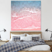 Koraal en blauw strand canvas afdruk (Insitu (Slaapkamer))